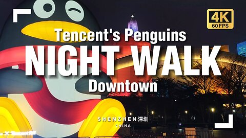 Night Walk and Huge Tencent QQ Penguins in Shenzhen, China 🇨🇳