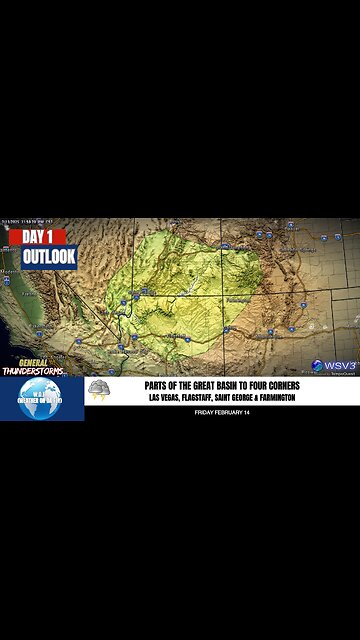 ⚡ Afternoon Storms: Great Basin to Four Corners! 2/14/25 #shorts #weather