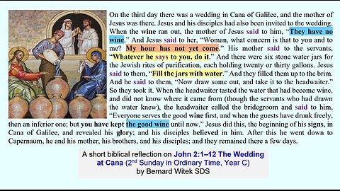 John 2:1–12 The Wedding at Cana