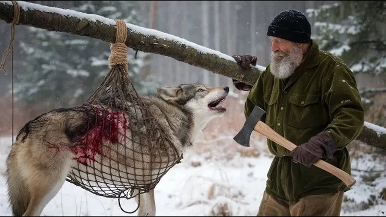 The Kindhearted Rescue: A Man's Compassion for a Trapped Wolf and Her Newborn"