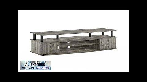 Entertainment Stand TV Storage Shelves Display French Oak Grey/Black Composite Wood 47.24"W Review