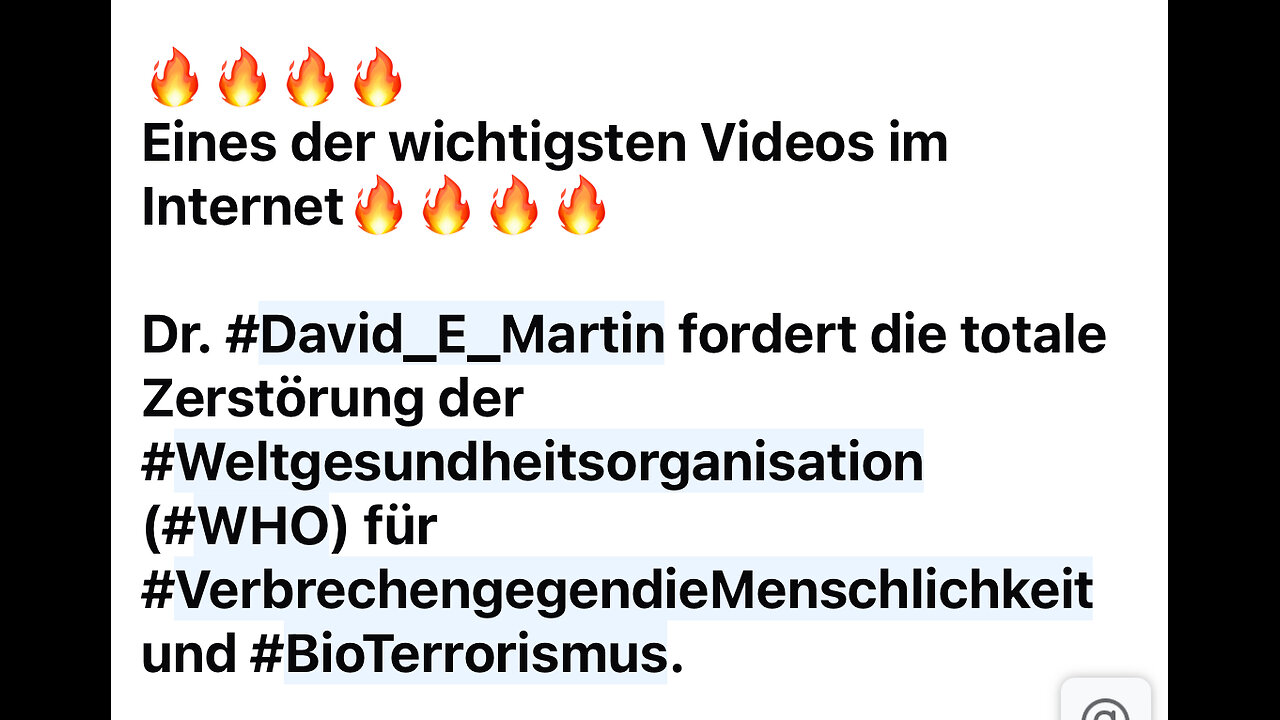 EINES DER WICHTIGSTEN VIDEOS IM INTERNET. DR. DAVID E. MARTIN WHO WORLD HOLOCAUST ORGANIZATION