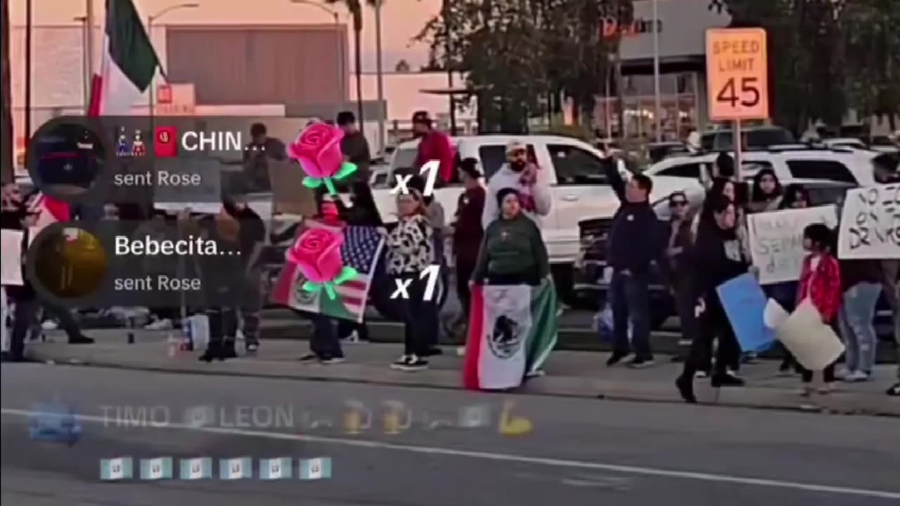 A huge gathering in Bakersfield, California protesting federal immigration conducting raids