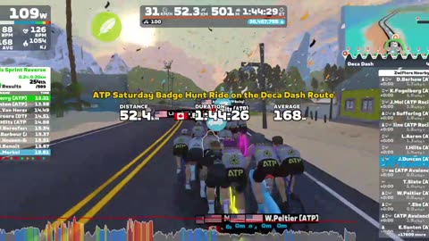 Finishing up a 32+ mile ride on Zwift with Team ATP