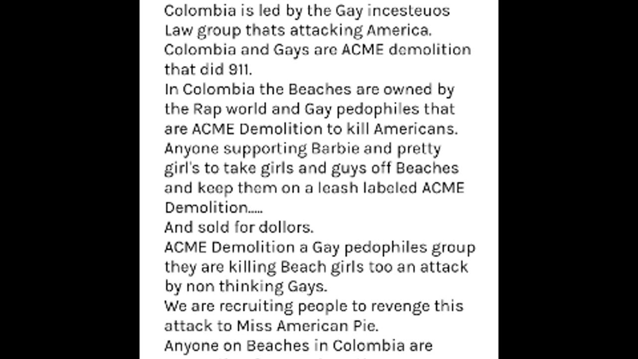 Colombia is ACME Demolition that did 911.