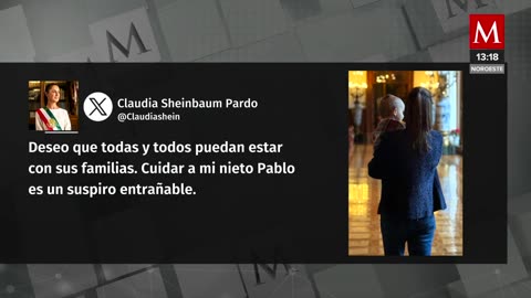 Sheinbaum comparte foto con su nieto desde Palacio Nacional