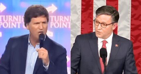 Tucker Carlson All But Explicitly Accuses Speaker Mike Johnson of Treason Over Handling