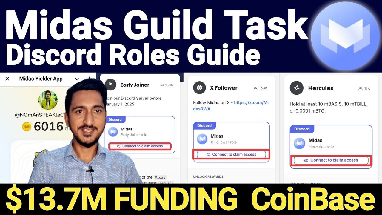 Midas Airdrop Guild Task & Discord Roles Step by Step Ful Guide | Midas Mining $13.77 Funding