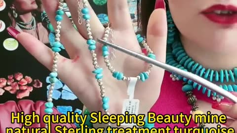 20250101-09 High quality Sleeping Beauty mine natural Sterling treatment turquoise S925 silver beads
