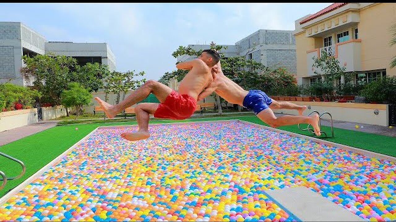 WWE MOVES IN MASSIVE BALL PITS POOL