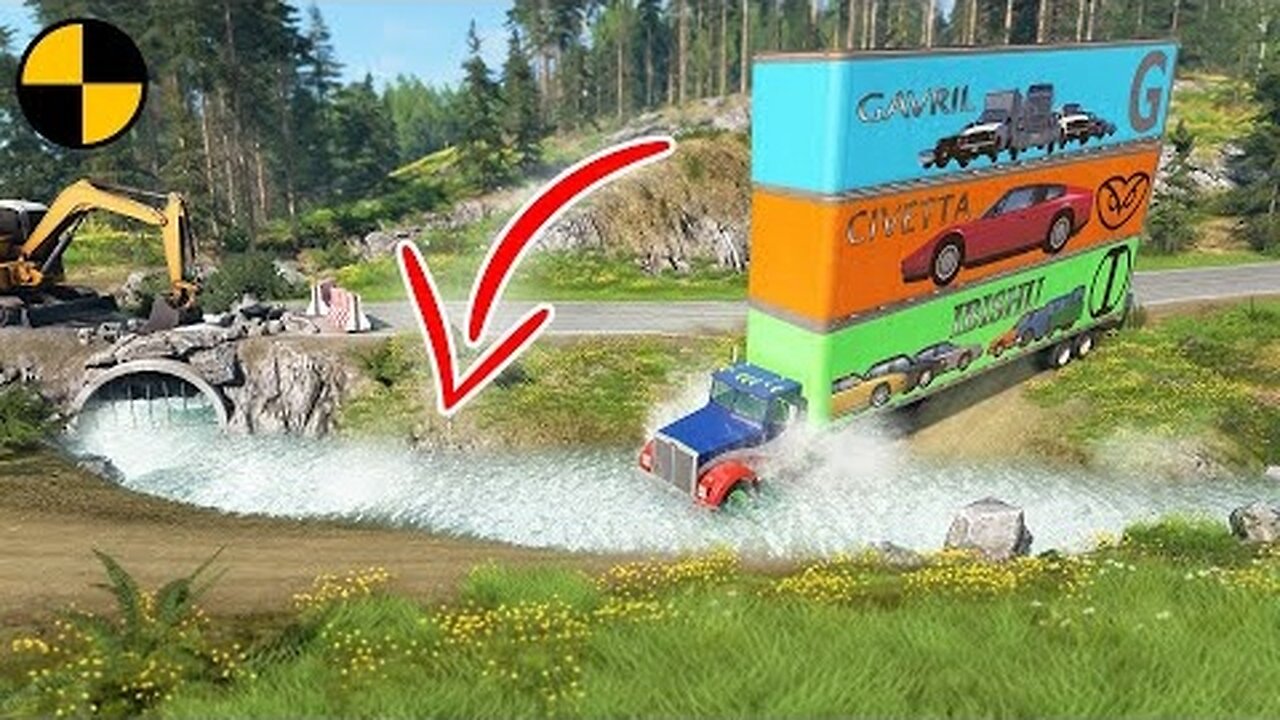 Cars VS Fast Flowing River 🥴 BeamNG Drive