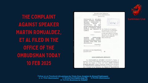 The complaint against Martin Romualdez et al