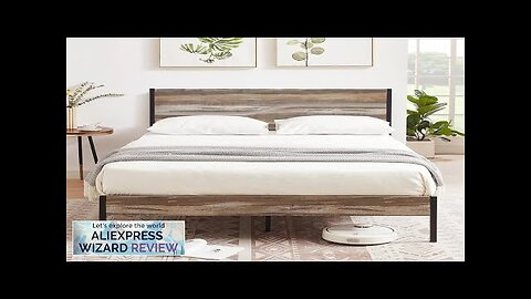 VECELO Queen Size Platform Bed Frame with Wood Headboard Strong Metal Slats Review