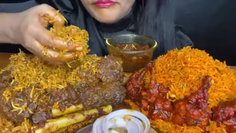 ASMR MUTTON BIRYANI,MUTTON CURRY,SCHEZWAN FRIEDRICE,CHICKEN LOLLIPOP _FOOD VIDEOS,EATING VIDEOS