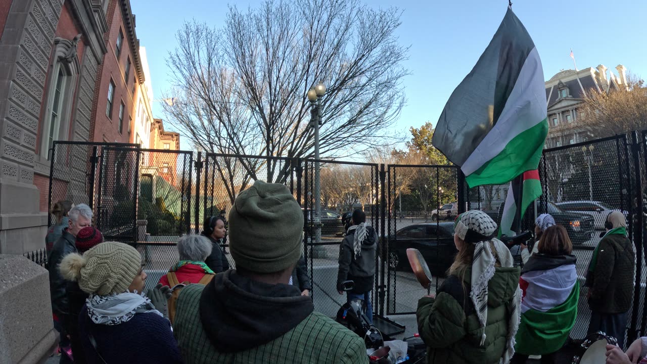 Protest against zionists outside the White House in Washington DC.