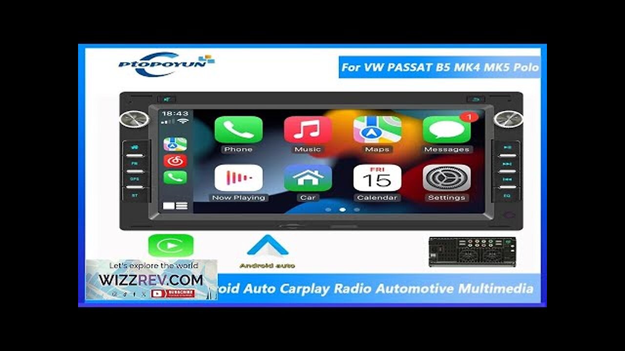 Ptopoyun 7" Android Auto 2 Din Wireless CarPlay Radio For VW PASSAT Review