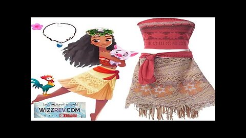 Moana 2 Dresses Vaiana Princess Dress Girls Kids Cosplay Costume Necklace Wig Review