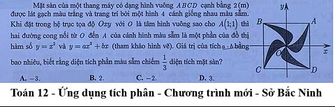 Sở Bắc Ninh Chọn HSG: Mặt sàn của một thang máy có dạng hình vuông ABCD cạnh bằng 2(m) được lát gạch