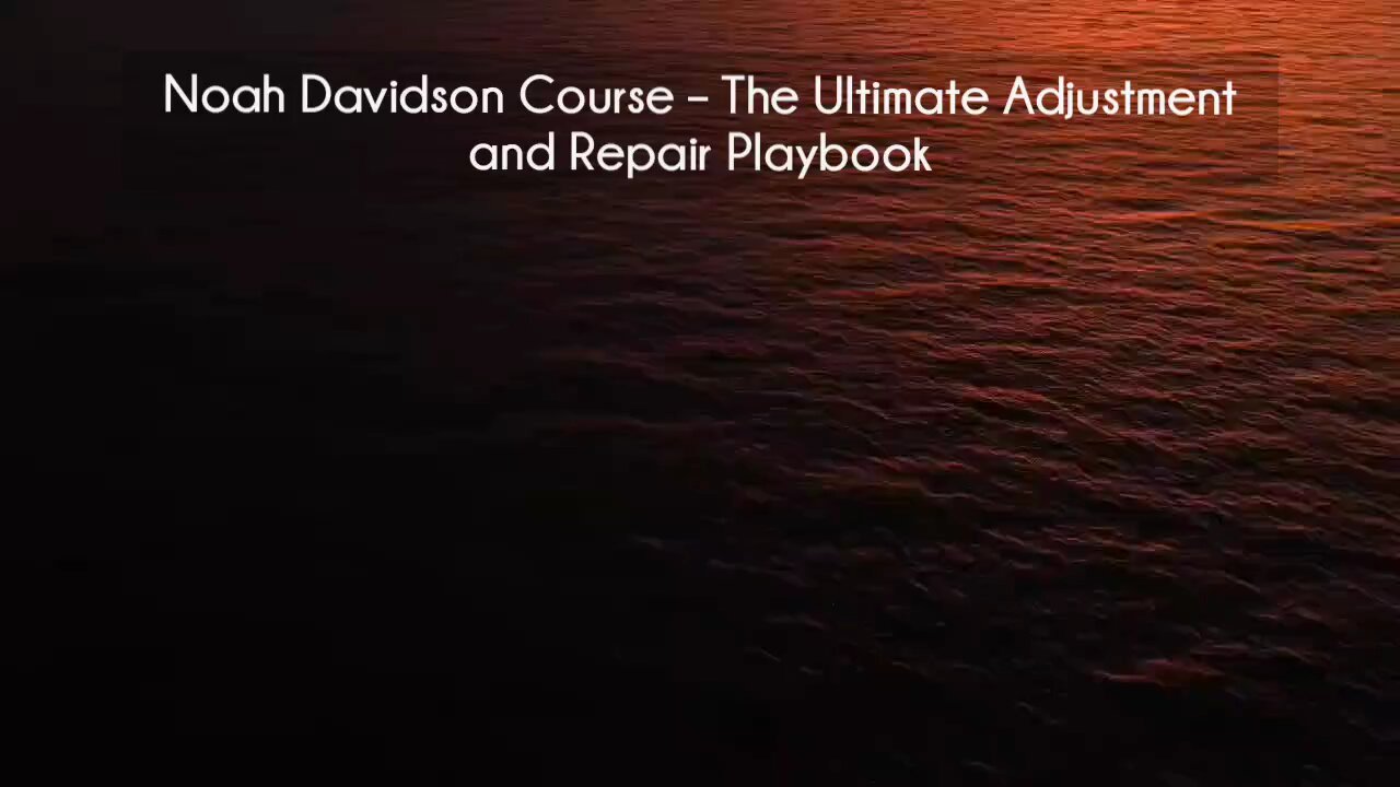 (courseslibrary.com)Noah Davidson Course The Ultimate Adjustment and Repair Playbook Cours download