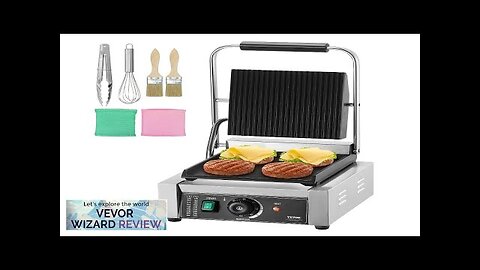 VEVOR Commercial Panini Press Grill Electric Sandwich Maker Griddle Plate 9"x9" Review