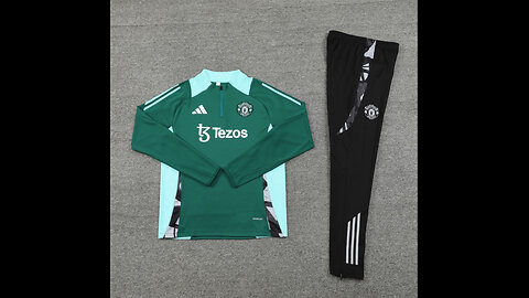 👉🏻⚽️2024/25 Manchester United Adult/Kid Green Long Sleeve Tracksuit