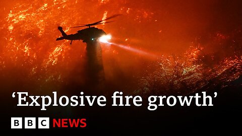 Los Angeles braces for ‘explosive fire growth’ as high winds near | BBC News