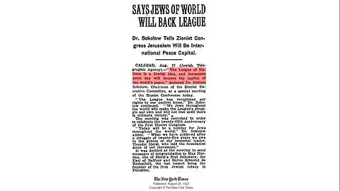 The league of Nations is who’s idea? NYT New York Times article August 18, 1922