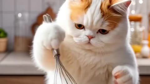 Cat cooking fish 🐠 ll #ai #catvideo #cooking #shorts