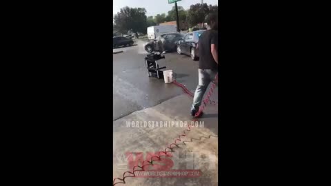 Regular Day At A Car Wash Turned Into Bumper Cars, Water Buckets Thrown & Running With A Bat