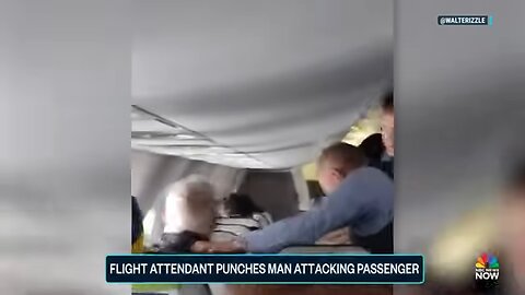 Viral video shows flight attendant punching man attacking female passenger