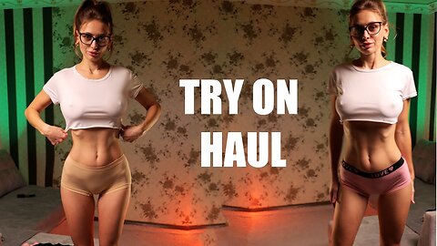 ❤️ Try on Haul non Transparent top and shorts and High Heels with Tina.