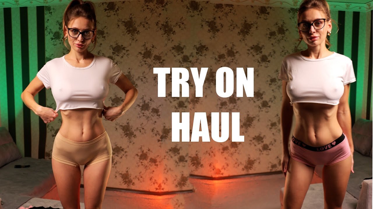 ❤️ Try on Haul non Transparent top and shorts and High Heels with Tina.