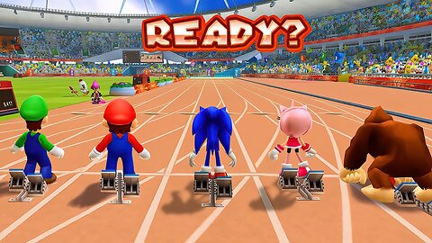 Mario & Sonic at the London 2012 Olympic Games - 100m Sprint All Character (Secrets Revealed)