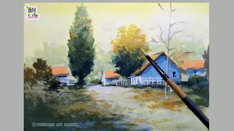How to draw and paint a Landscape Art with acrylic colors