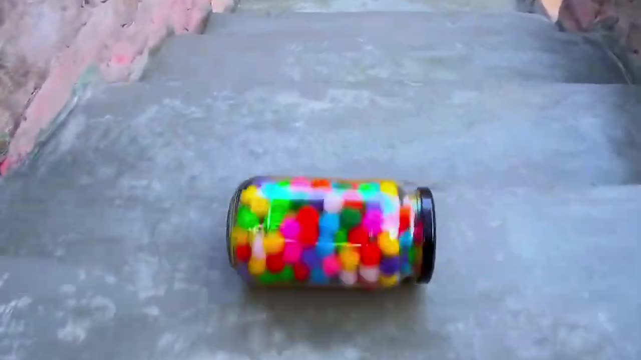 Stairs roll bottle burst crack press moment #ASMR #satisfing