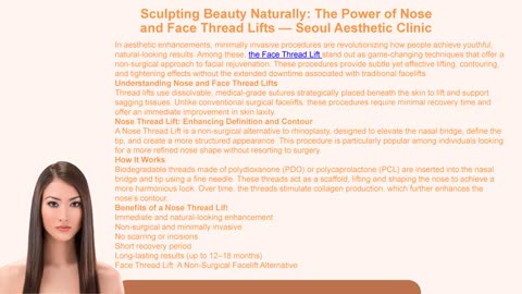 Sculpting Beauty Naturally: The Power of Nose and Face Thread Lifts — Seoul Aesthetic Clinic