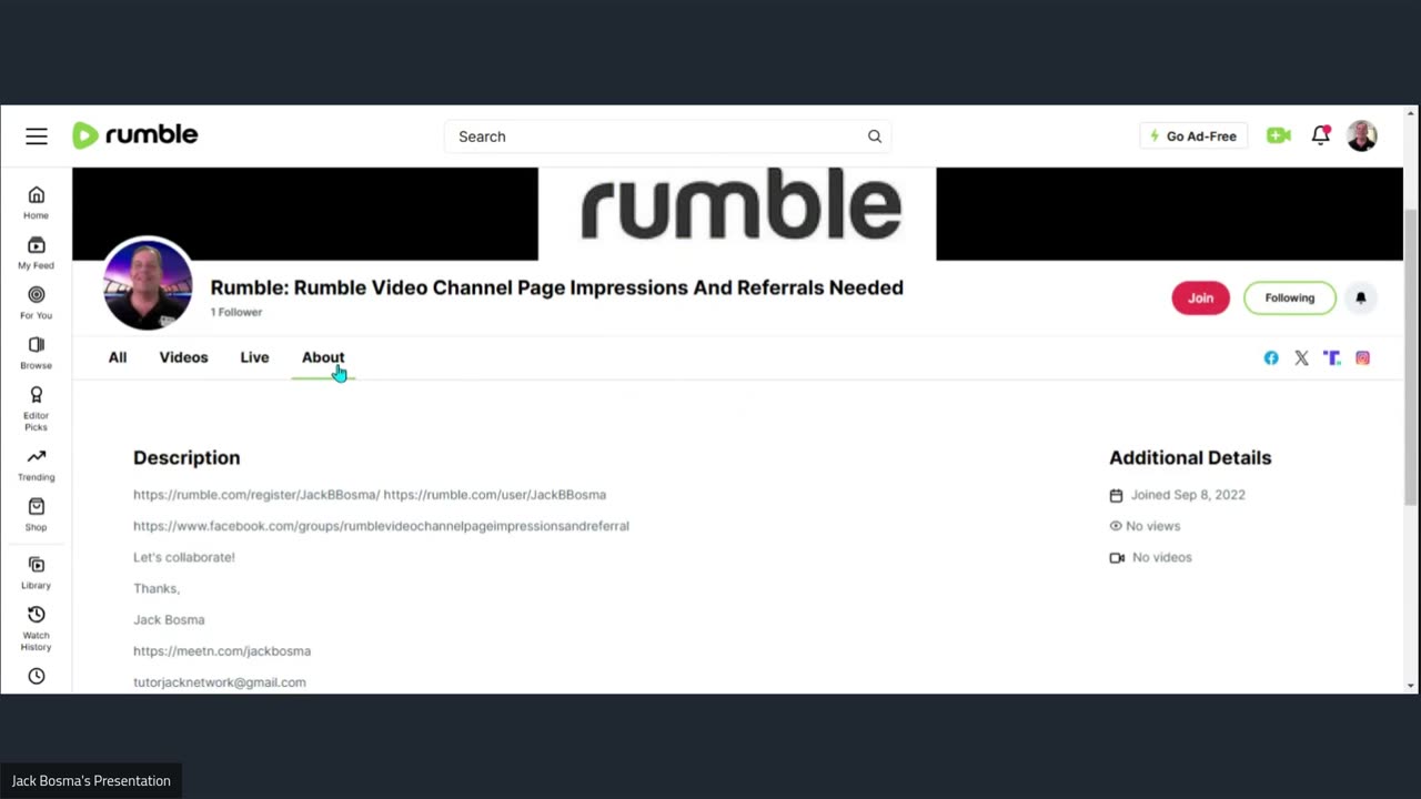 Rumble: Rumble Video Channel Page Impressions And Referrals Needed