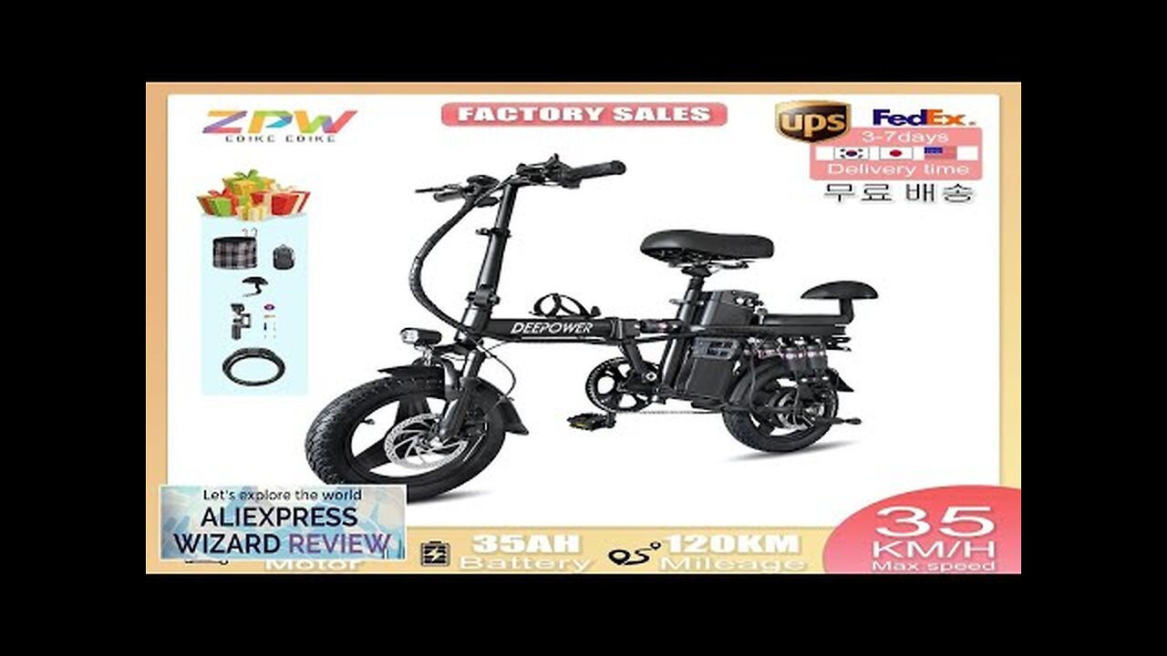 ZPW RS6 Electric bike 400W 48V 35AH Folding 14inch ebike Mini Adult Review