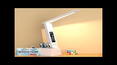 USB LED Desk Lamp Dimmable Touch Control with Calendar Temperature Clock Night Review