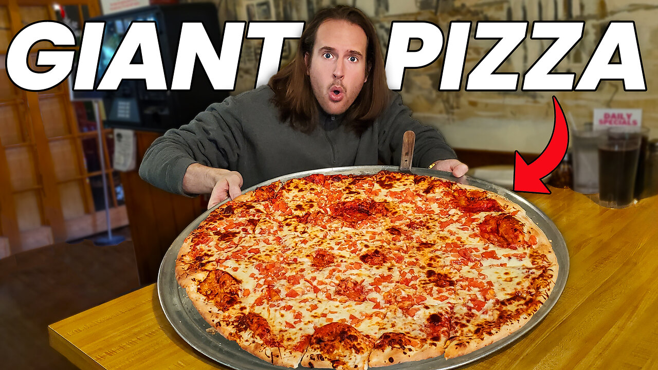 Locals Watch Me Attempt The BIGGEST Pizza In Town!
