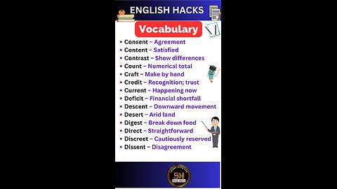 Daily use Important vocabulary words for exam 2025 57 #studyhacks123 #vocabulary #english #shorts