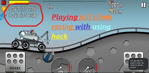 Playing hill climb racing with using hack