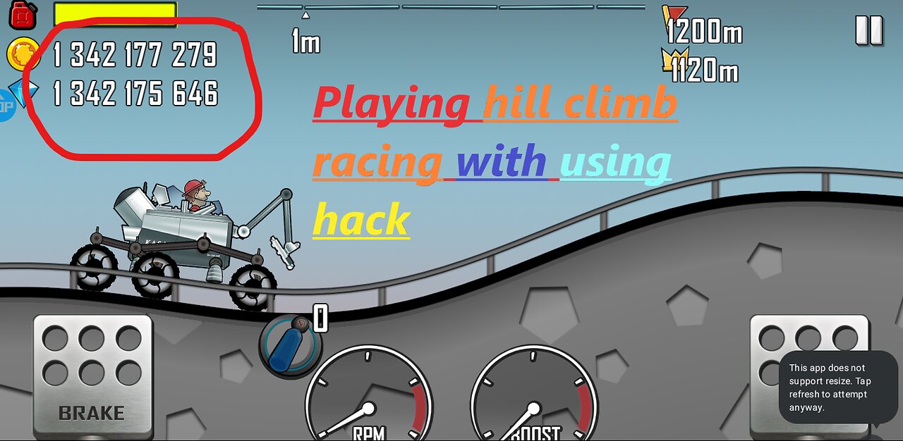 Playing hill climb racing with using hack