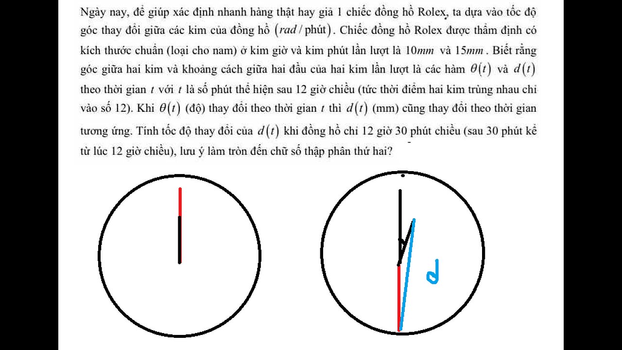 Toán 12: Ngày nay, để giúp xác định nhanh hàng thật hay gia 1 chiếc đồng hồ Rolex, ta dựa vào tốc