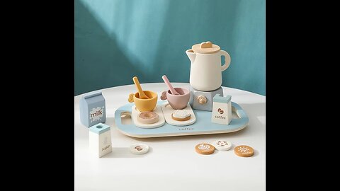 Wooden Coffee Afternoon Tea Set Toy Kid Pretend Kitchen Teapot