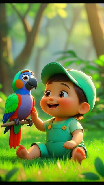 Cute Baby Playing With baby pet #Parrot #maintoota #haryrangkahundikhta #ytshorts