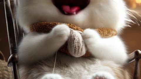 A chubby cat with big glasses, acting like a human