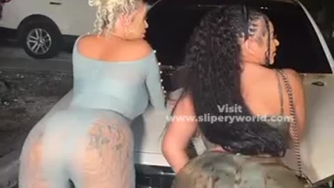 Two fat Azz Twerking outside..