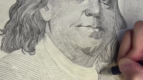 Hand-drawn Franklin commemorative banknote