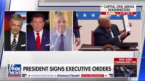 President Trump signs executive orders before supporters